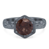 Art Deco Round Natural Stone Solitaire Ring