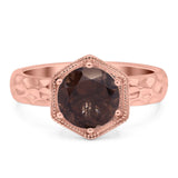 Art Deco Round Natural Stone Solitaire Ring