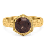 Art Deco Round Natural Stone Solitaire Ring