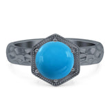 Art Deco Round Natural Stone Solitaire Ring