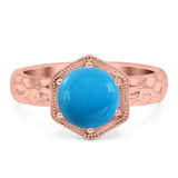 Art Deco Round Natural Stone Solitaire Ring