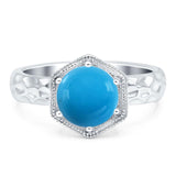 Art Deco Round Natural Stone Solitaire Ring