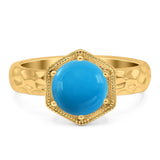 Art Deco Round Natural Stone Solitaire Ring