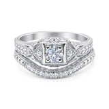 Two Piece Round Natural Stone Bridal Ring