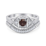 Two Piece Round Natural Stone Bridal Ring