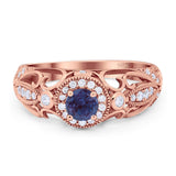 Art Deco Round Natural Stone Filigree Ring