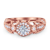 Art Deco Round Natural Stone Filigree Ring
