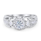 Art Deco Round Natural Stone Filigree Ring