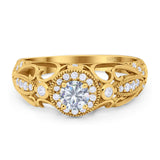 Art Deco Round Natural Stone Filigree Ring