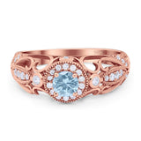 Art Deco Round Natural Stone Filigree Ring