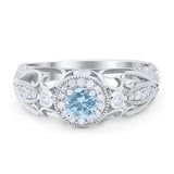 Art Deco Round Natural Stone Filigree Ring