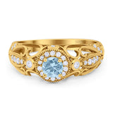 Art Deco Round Natural Stone Filigree Ring