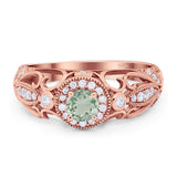 Art Deco Round Natural Stone Filigree Ring