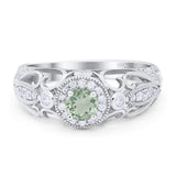 Art Deco Round Natural Stone Filigree Ring