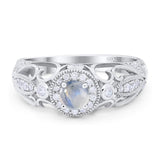 Art Deco Round Natural Stone Filigree Ring