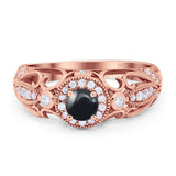 Art Deco Round Natural Stone Filigree Ring