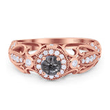 Art Deco Round Natural Stone Filigree Ring