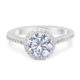 Round Moissanite Classic Halo Ring 925 Sterling Silver