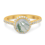 Art Deco Round Natural Stone Ring