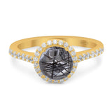 Art Deco Round Natural Stone Ring