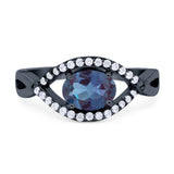 Infinity Oval Natural Stone Evil Eye Halo Ring