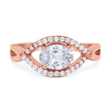 Infinity Oval Natural Stone Evil Eye Halo Ring