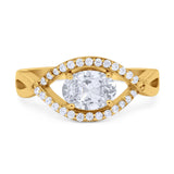 Infinity Oval Natural Stone Evil Eye Halo Ring