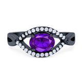 Infinity Oval Natural Stone Evil Eye Halo Ring