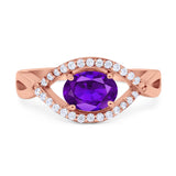 Infinity Oval Natural Stone Evil Eye Halo Ring