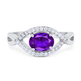 Infinity Oval Natural Stone Evil Eye Halo Ring