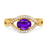 Infinity Oval Natural Stone Evil Eye Halo Ring