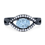 Infinity Oval Natural Stone Evil Eye Halo Ring