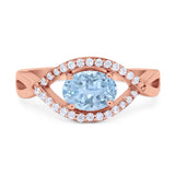 Infinity Oval Natural Stone Evil Eye Halo Ring