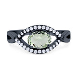 Infinity Oval Natural Stone Evil Eye Halo Ring