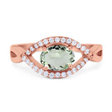 Infinity Oval Natural Stone Evil Eye Halo Ring