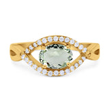 Infinity Oval Natural Stone Evil Eye Halo Ring