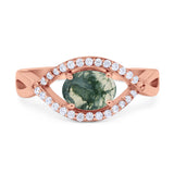 Infinity Oval Natural Stone Evil Eye Halo Ring