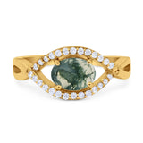 Infinity Oval Natural Stone Evil Eye Halo Ring