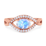 Infinity Oval Natural Stone Evil Eye Halo Ring