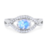 Infinity Oval Natural Stone Evil Eye Halo Ring