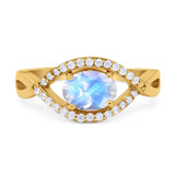 Infinity Oval Natural Stone Evil Eye Halo Ring