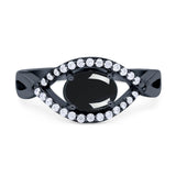 Infinity Oval Natural Stone Evil Eye Halo Ring