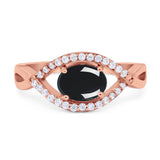 Infinity Oval Natural Stone Evil Eye Halo Ring