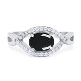 Infinity Oval Natural Stone Evil Eye Halo Ring