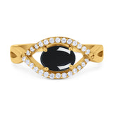 Infinity Oval Natural Stone Evil Eye Halo Ring