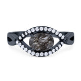 Infinity Oval Natural Stone Evil Eye Halo Ring