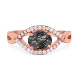 Infinity Oval Natural Stone Evil Eye Halo Ring