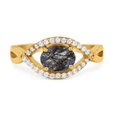 Infinity Oval Natural Stone Evil Eye Halo Ring