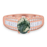 Art Deco Oval Natural Stone Cocktail Ring