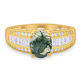 Art Deco Oval Natural Stone Cocktail Ring